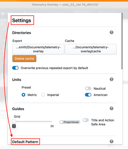 Settings to default pattern